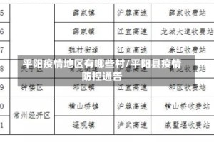 平阳疫情地区有哪些村/平阳县疫情防控通告