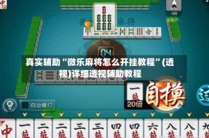 真实辅助“微乐麻将怎么开挂教程”(透视)详细透视辅助教程