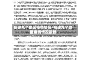 福建九个地区疫情情况/福建九个地区疫情情况最新