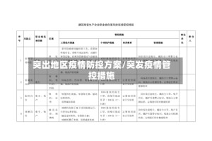 突出地区疫情防控方案/突发疫情管控措施