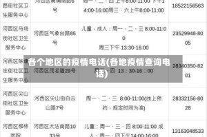 各个地区的疫情电话(各地疫情查询电话)