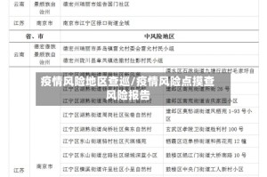 疫情风险地区查巡/疫情风险点摸查风险报告